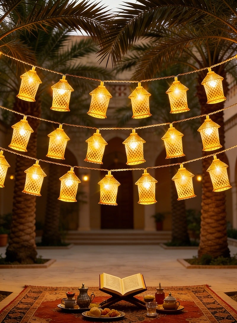 Ramadan Lights, Gold Moroccan Lantern Decorative Lights, 20 LED Fairy Lights 10Ft Battery Powered, Waterproof Golden Raindrop Lights for Ramadan Bedroom Garden Wedding Party Decor - Image 1